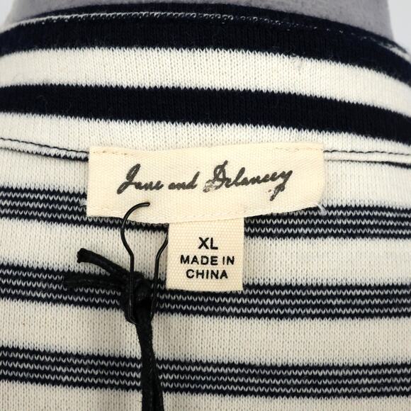 Jane and Delancey Sweater Womens XL Ivory Black Stripe Cardigan Cotton Blend New - Picture 3 of 16